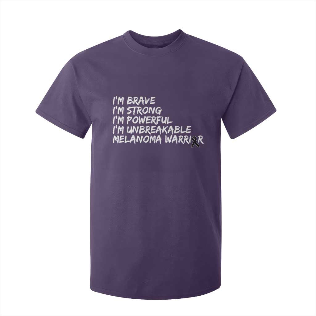 I Am Brave Strong Powerful Unbreakable T Shirt For Kid Melanoma Warrior Support TS12 Purple Print Your Wear