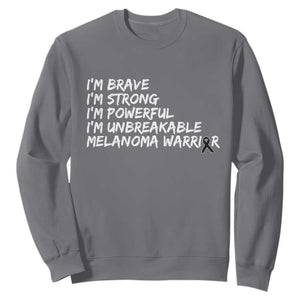 I Am Brave Strong Powerful Unbreakable Sweatshirt Melanoma Warrior Support TS12 Charcoal Print Your Wear