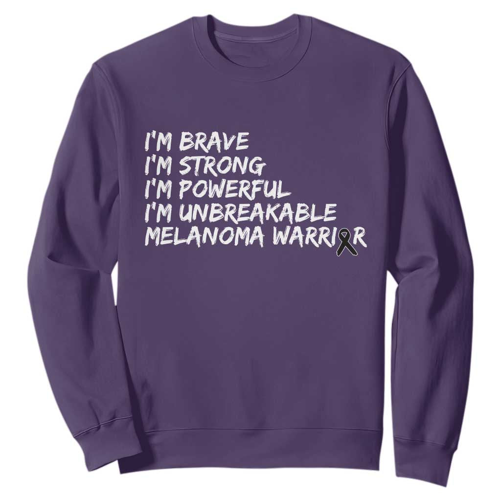 I Am Brave Strong Powerful Unbreakable Sweatshirt Melanoma Warrior Support TS12 Purple Print Your Wear