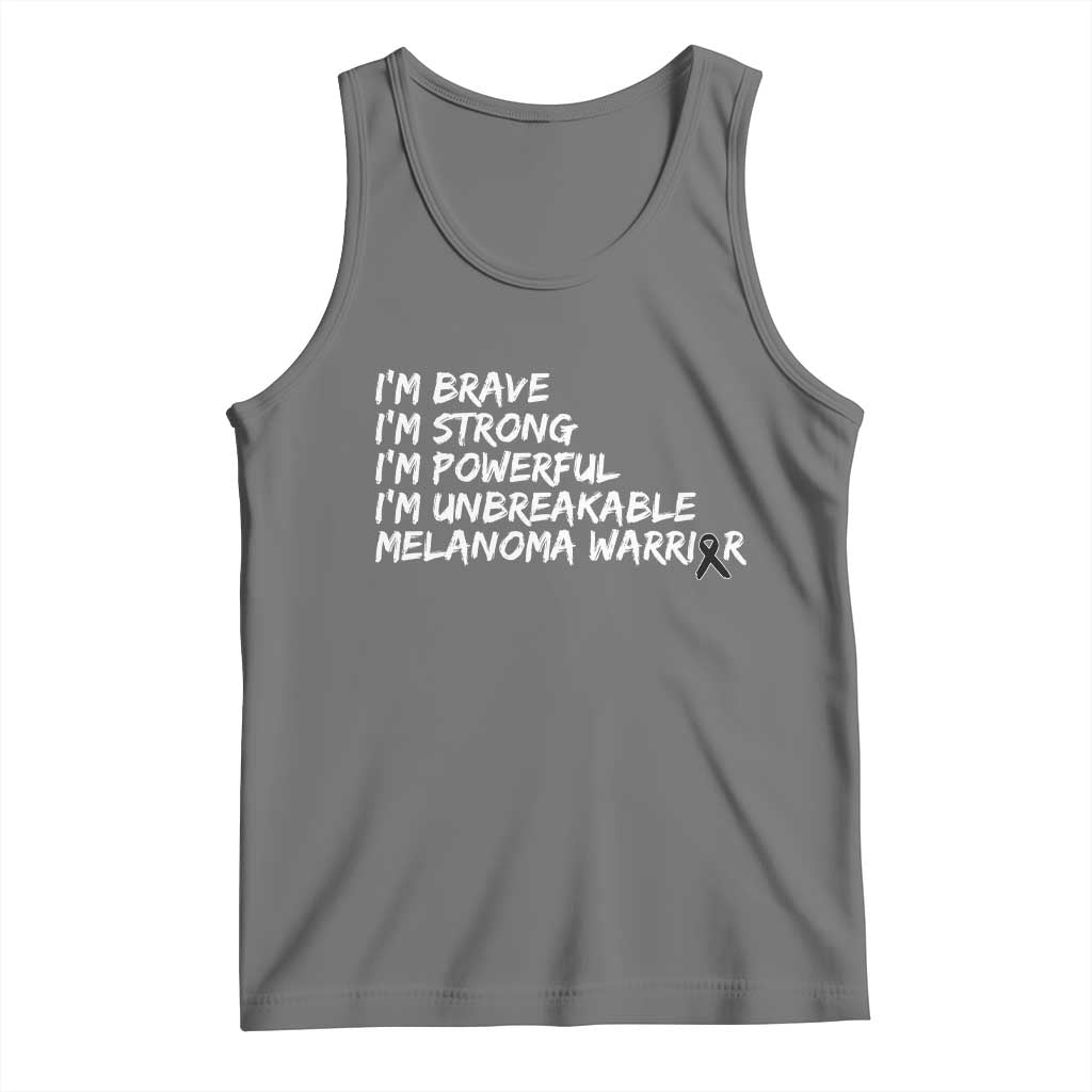 I Am Brave Strong Powerful Unbreakable Tank Top Melanoma Warrior Support TS12 Black Heather Print Your Wear