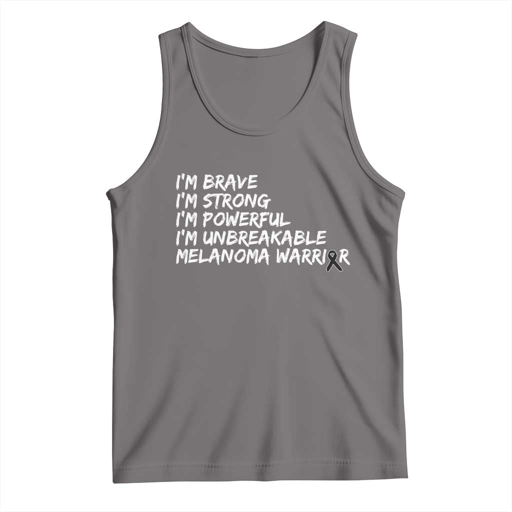 I Am Brave Strong Powerful Unbreakable Tank Top Melanoma Warrior Support TS12 Deep Heather Print Your Wear