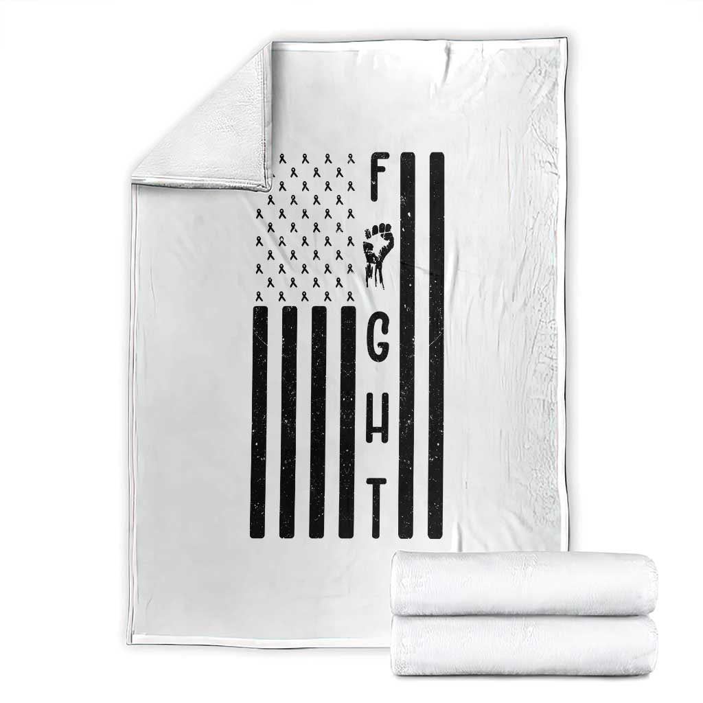 Fight Skin Cancer Melanoma Fighter USA Flag Throw Blanket TS12 White Print Your Wear