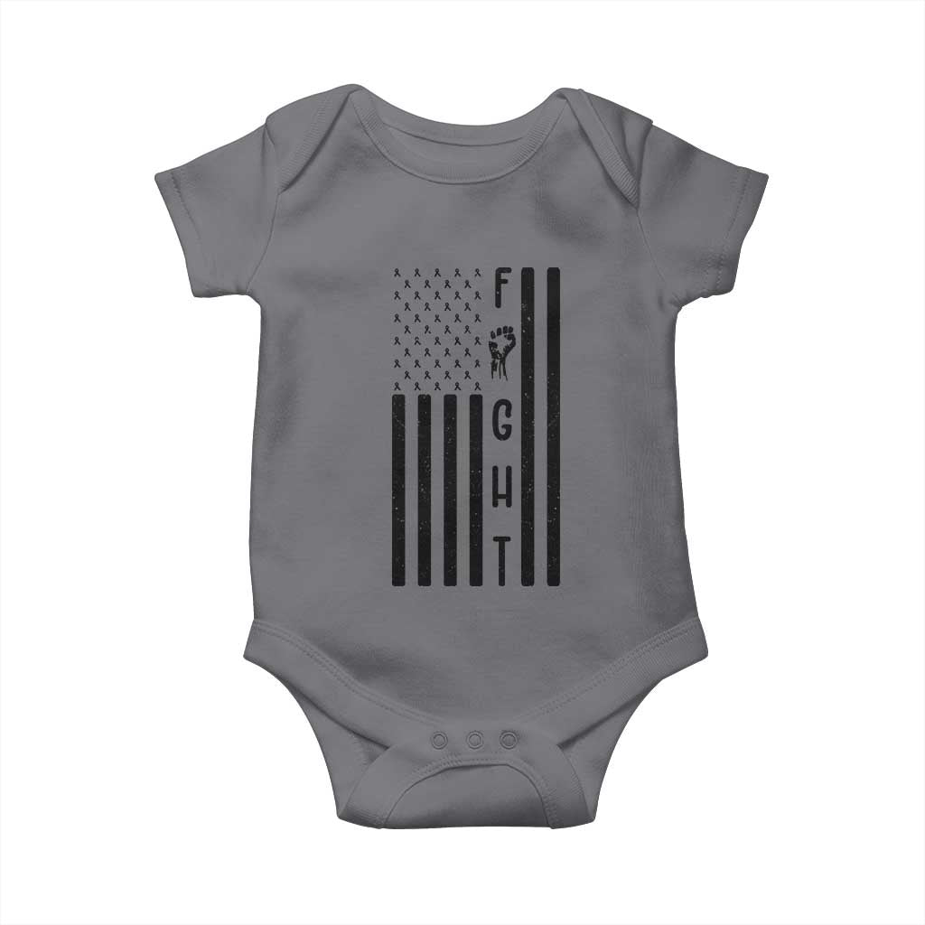 Fight Skin Cancer Melanoma Fighter USA Flag Baby Onesie TS12 Charcoal Print Your Wear