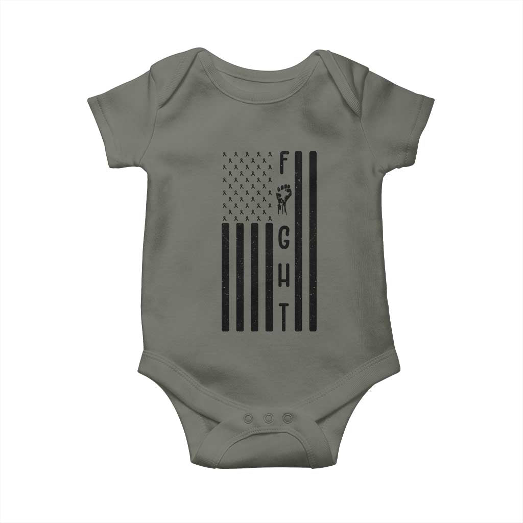 Fight Skin Cancer Melanoma Fighter USA Flag Baby Onesie TS12 Military Green Print Your Wear