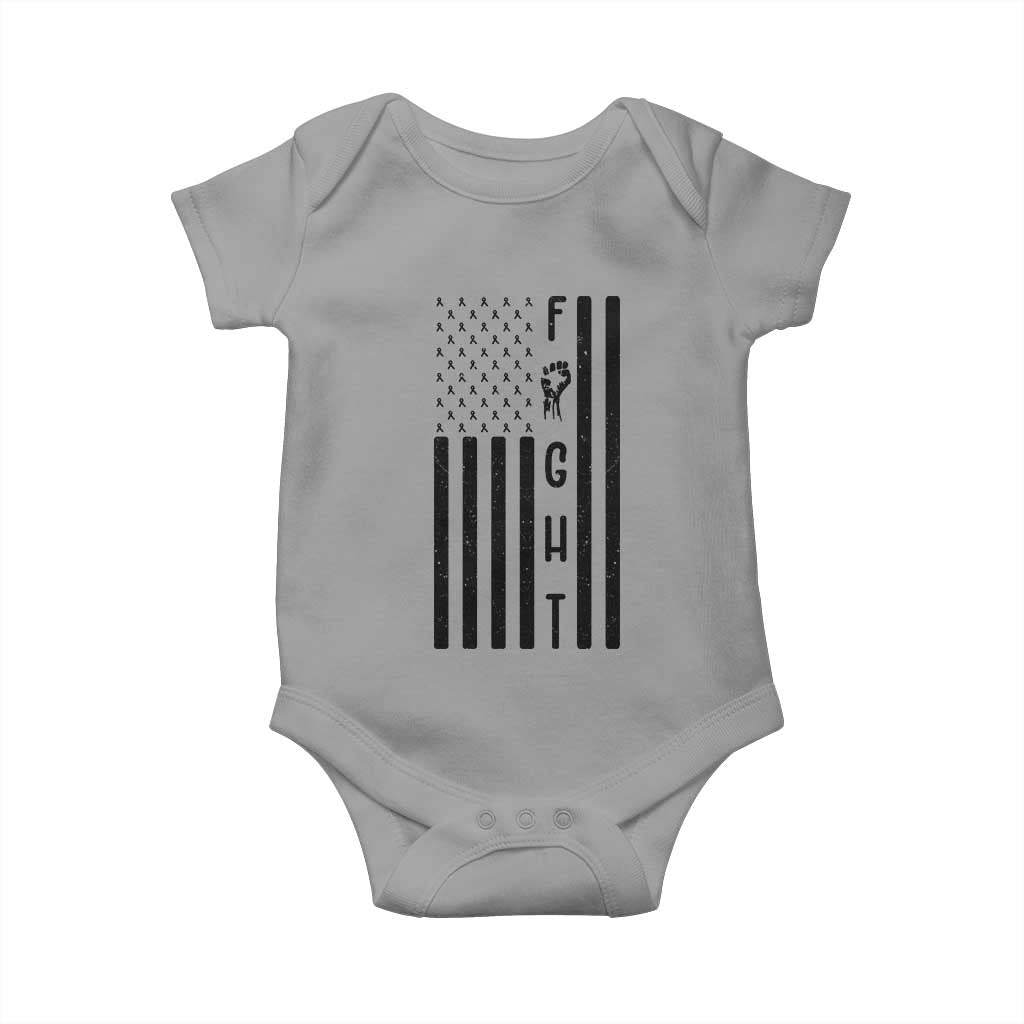 Fight Skin Cancer Melanoma Fighter USA Flag Baby Onesie TS12 Sport Gray Print Your Wear