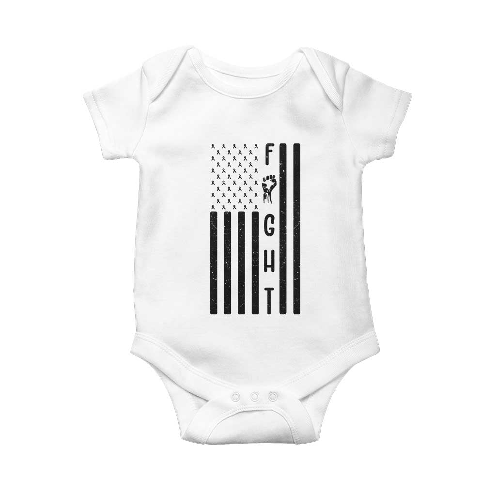 Fight Skin Cancer Melanoma Fighter USA Flag Baby Onesie TS12 White Print Your Wear