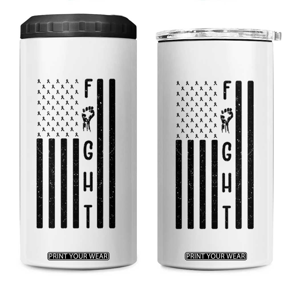 Fight Skin Cancer Melanoma Fighter USA Flag 4 in 1 Can Cooler Tumbler TS12 One Size: 16 oz White Print Your Wear