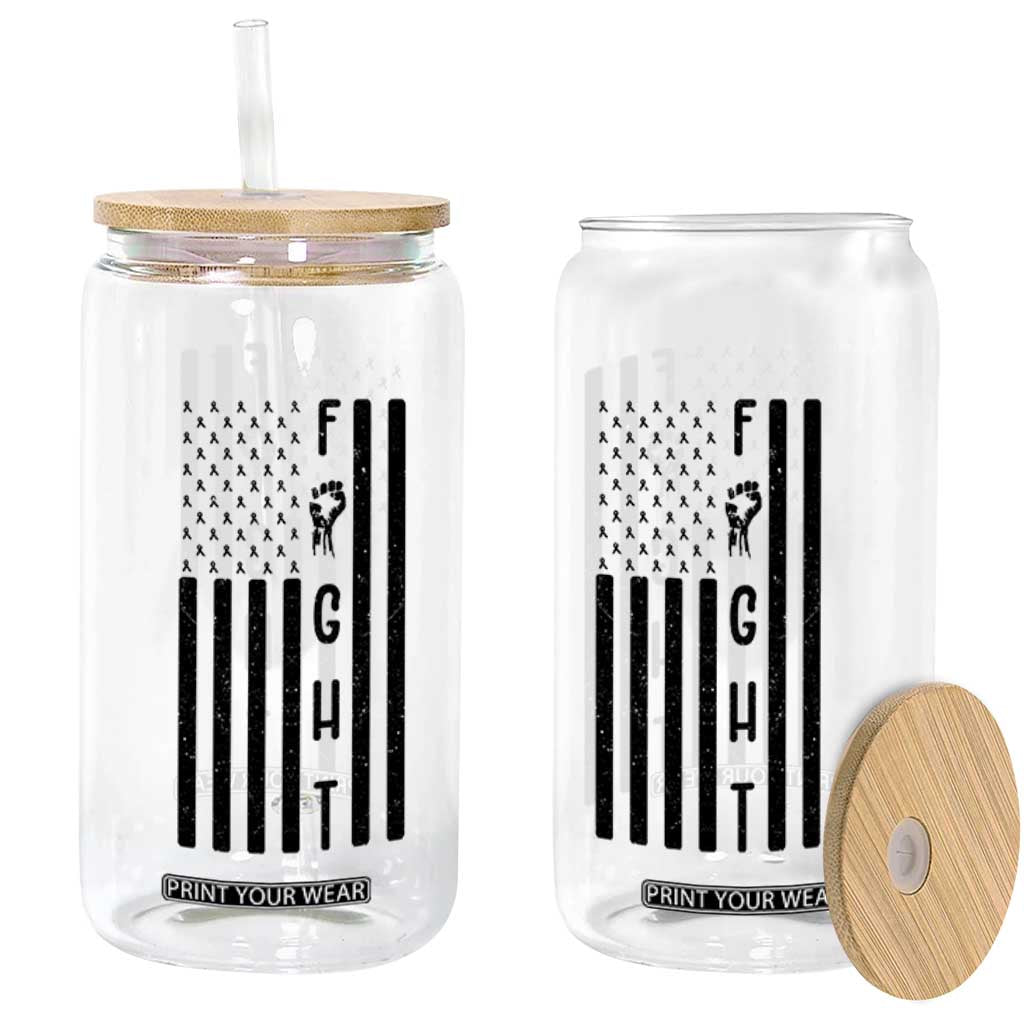 Fight Skin Cancer Melanoma Fighter USA Flag Glass Can TS12 Print Your Wear