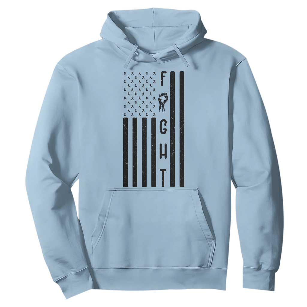 Fight Skin Cancer Melanoma Fighter USA Flag Hoodie TS12 Light Blue Print Your Wear