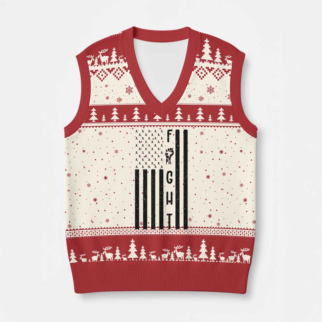 Fight Skin Cancer Melanoma Fighter USA Flag V-Neck Knit Sweater Vest TS12 Beige Red Print Your Wear