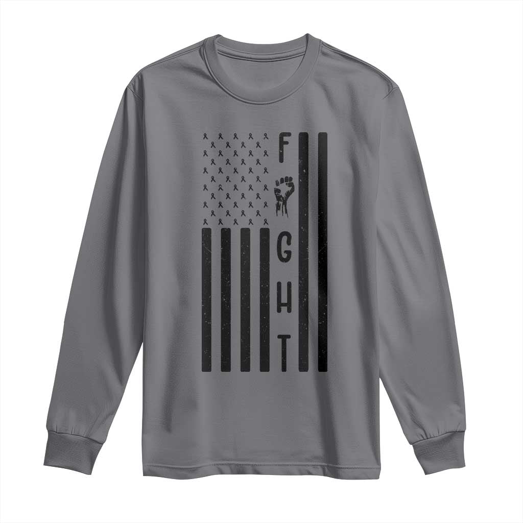 Fight Skin Cancer Melanoma Fighter USA Flag Long Sleeve Shirt TS12 Charcoal Print Your Wear