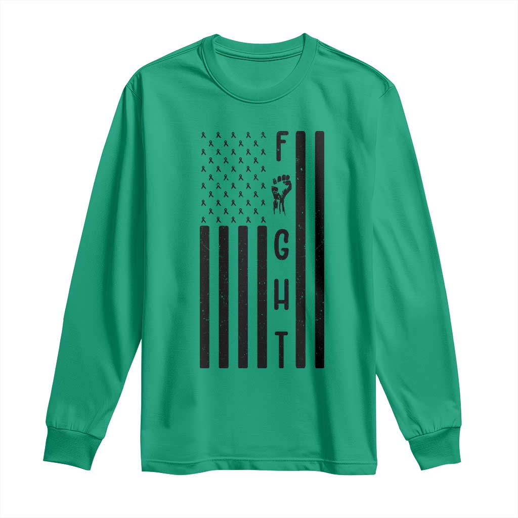 Fight Skin Cancer Melanoma Fighter USA Flag Long Sleeve Shirt TS12 Irish Green Print Your Wear