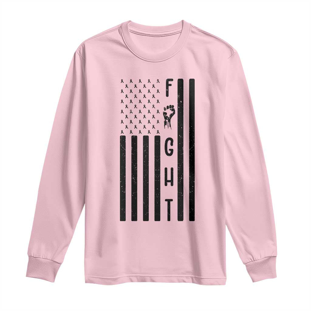 Fight Skin Cancer Melanoma Fighter USA Flag Long Sleeve Shirt TS12 Light Pink Print Your Wear