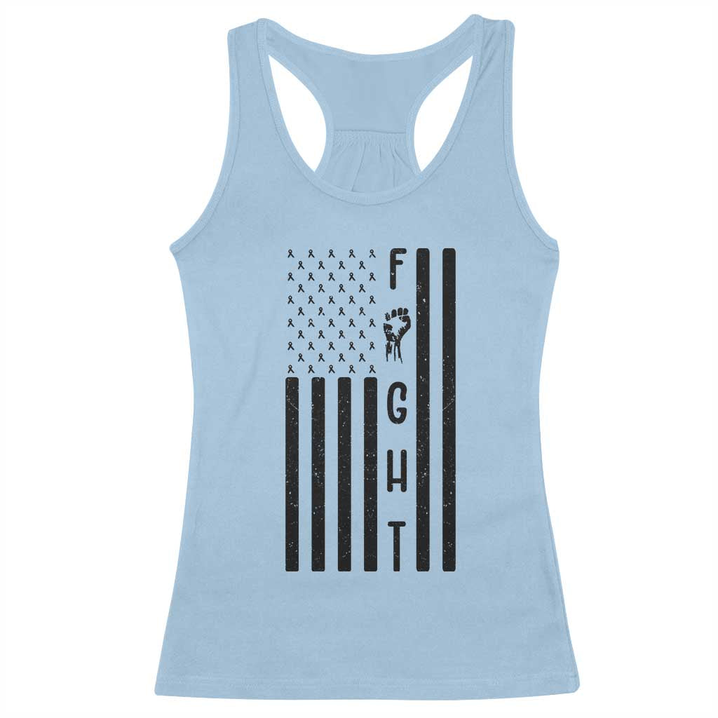 Fight Skin Cancer Melanoma Fighter USA Flag Racerback Tank Top TS12 Light Blue Print Your Wear