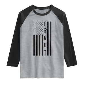 Fight Skin Cancer Melanoma Fighter USA Flag Raglan Shirt TS12 Heather Gray Black Print Your Wear