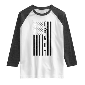 Fight Skin Cancer Melanoma Fighter USA Flag Raglan Shirt TS12 White Heather Charcoal Print Your Wear