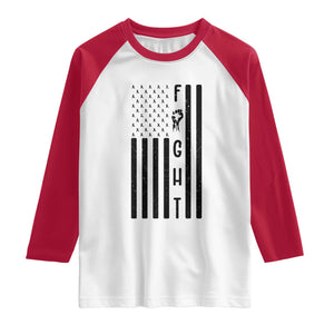 Fight Skin Cancer Melanoma Fighter USA Flag Raglan Shirt TS12 White Red Print Your Wear