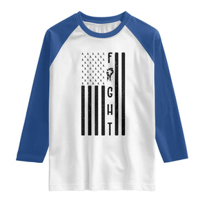 Fight Skin Cancer Melanoma Fighter USA Flag Raglan Shirt TS12 White Royal Print Your Wear