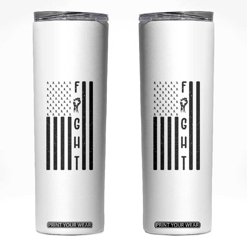 Fight Skin Cancer Melanoma Fighter USA Flag Skinny Tumbler TS12 White Print Your Wear