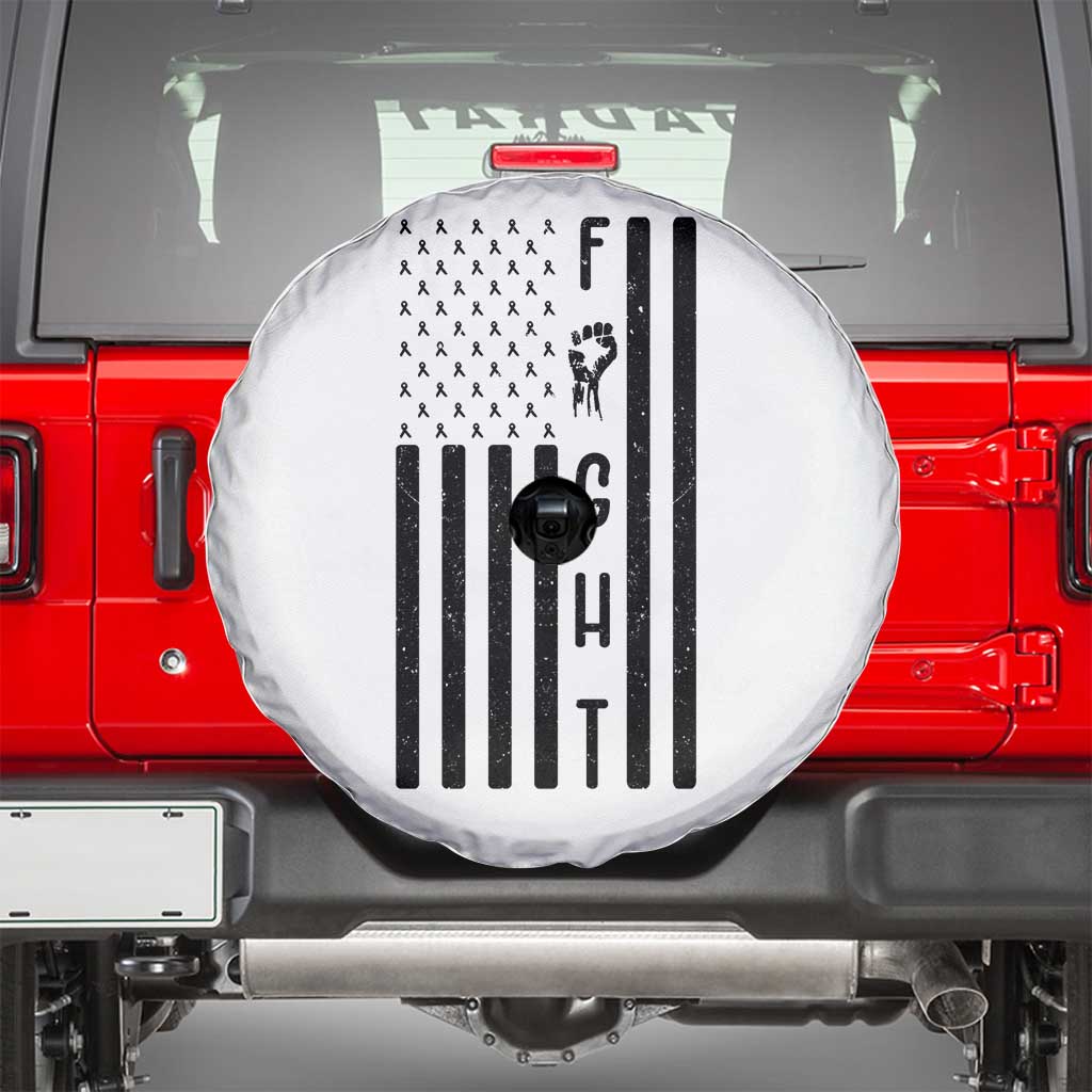 Fight Skin Cancer Melanoma Fighter USA Flag Spare Tire Cover TS12 White Print Your Wear