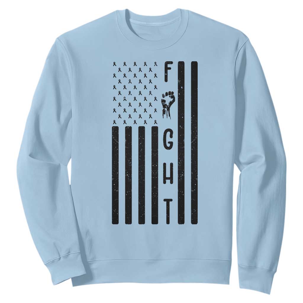 Fight Skin Cancer Melanoma Fighter USA Flag Sweatshirt TS12 Light Blue Print Your Wear