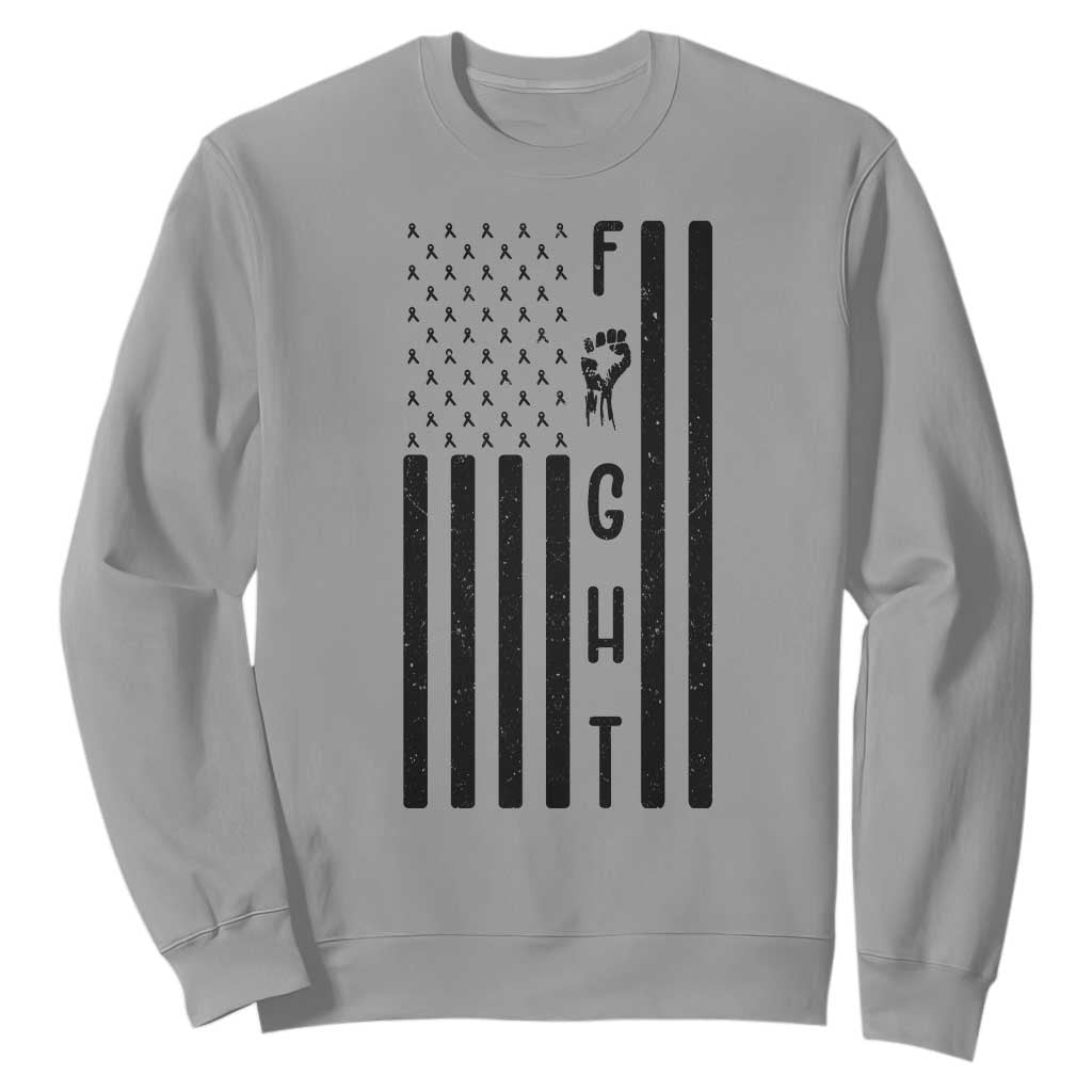 Fight Skin Cancer Melanoma Fighter USA Flag Sweatshirt TS12 Sport Gray Print Your Wear