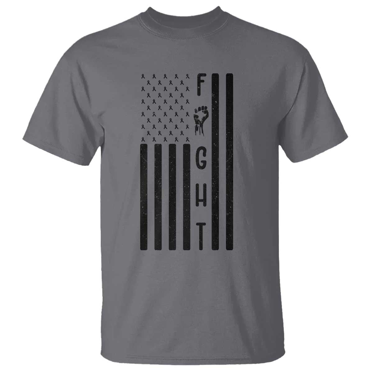 Fight Skin Cancer Melanoma Fighter USA Flag T Shirt TS12 Charcoal Print Your Wear