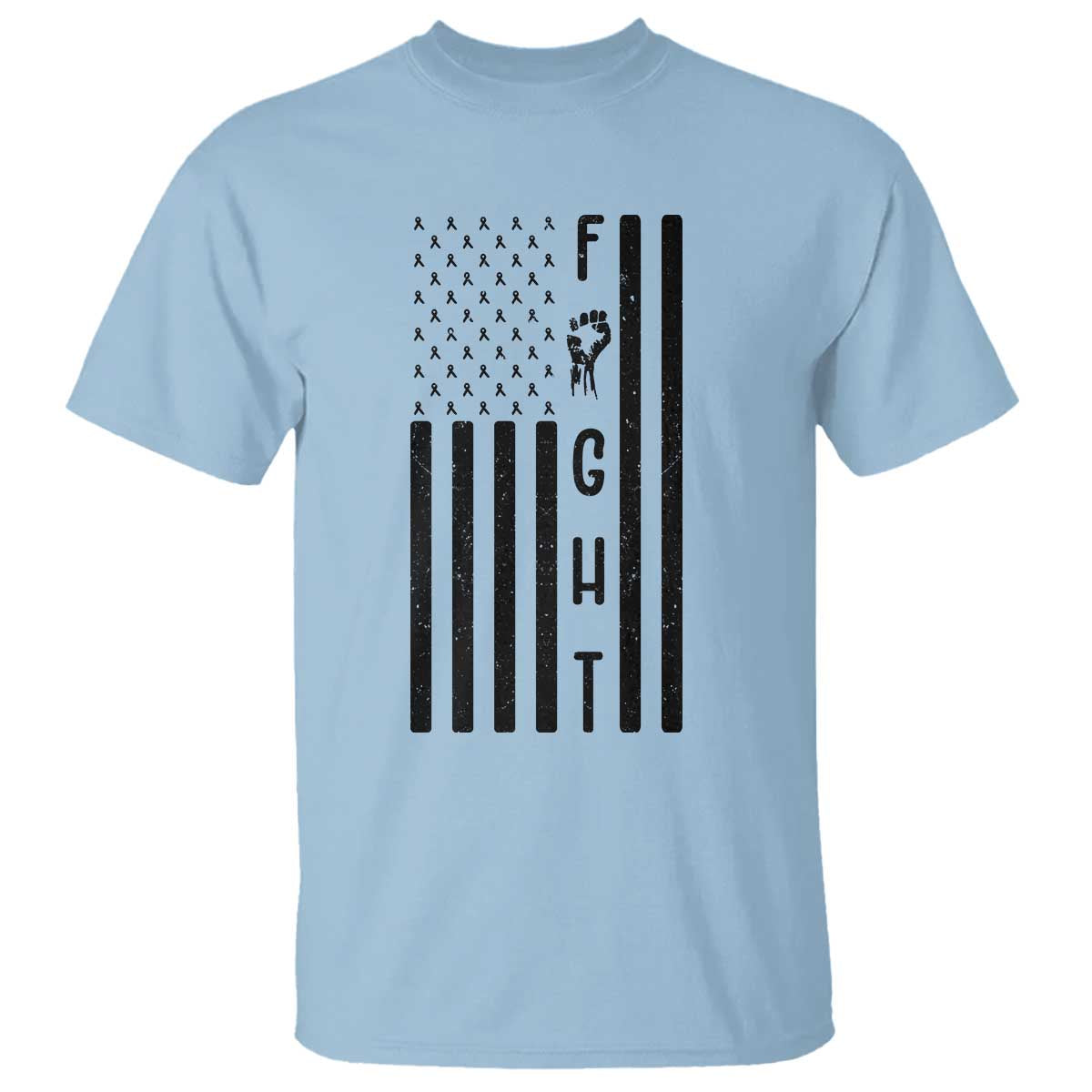 Fight Skin Cancer Melanoma Fighter USA Flag T Shirt TS12 Light Blue Print Your Wear