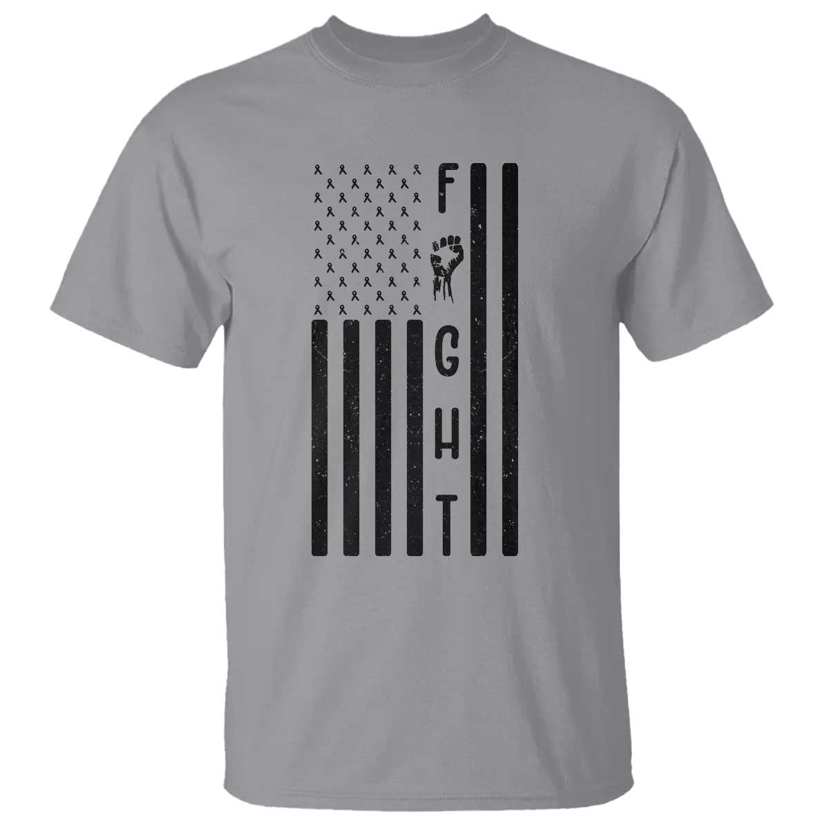 Fight Skin Cancer Melanoma Fighter USA Flag T Shirt TS12 Sport Gray Print Your Wear