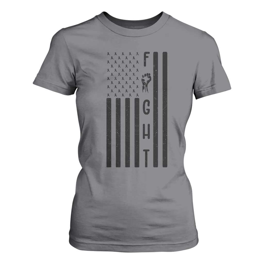 Fight Skin Cancer Melanoma Fighter USA Flag T Shirt For Women TS12 Charcoal Print Your Wear