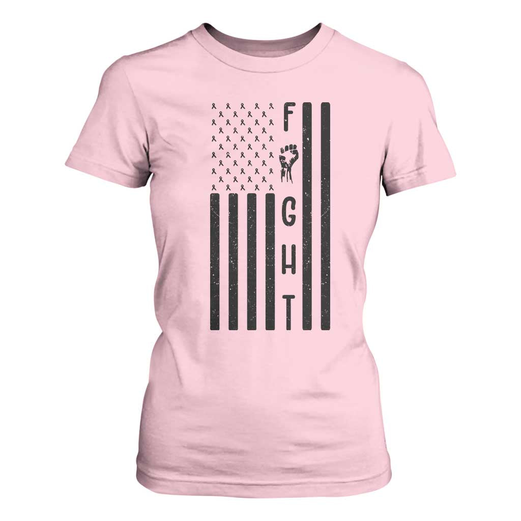 Fight Skin Cancer Melanoma Fighter USA Flag T Shirt For Women TS12 Light Pink Print Your Wear