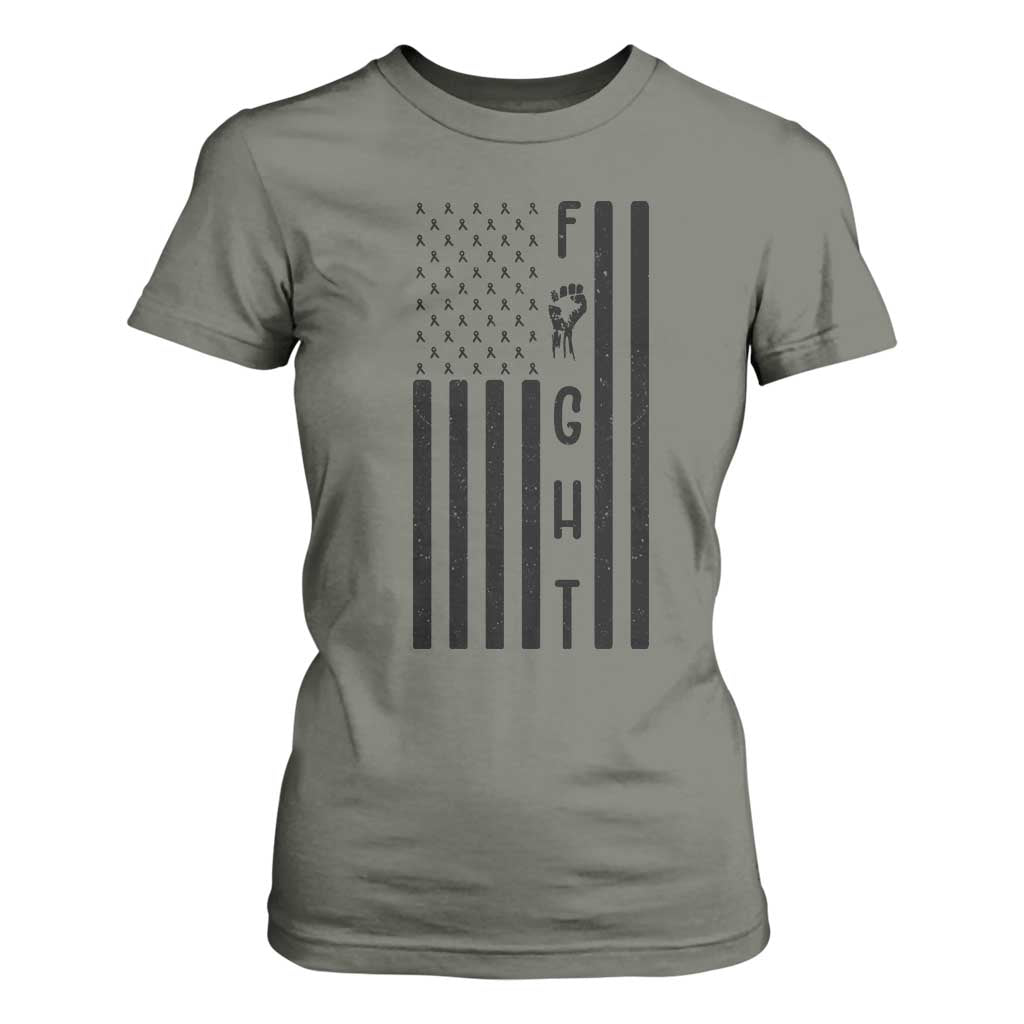 Fight Skin Cancer Melanoma Fighter USA Flag T Shirt For Women TS12 Military Green Print Your Wear