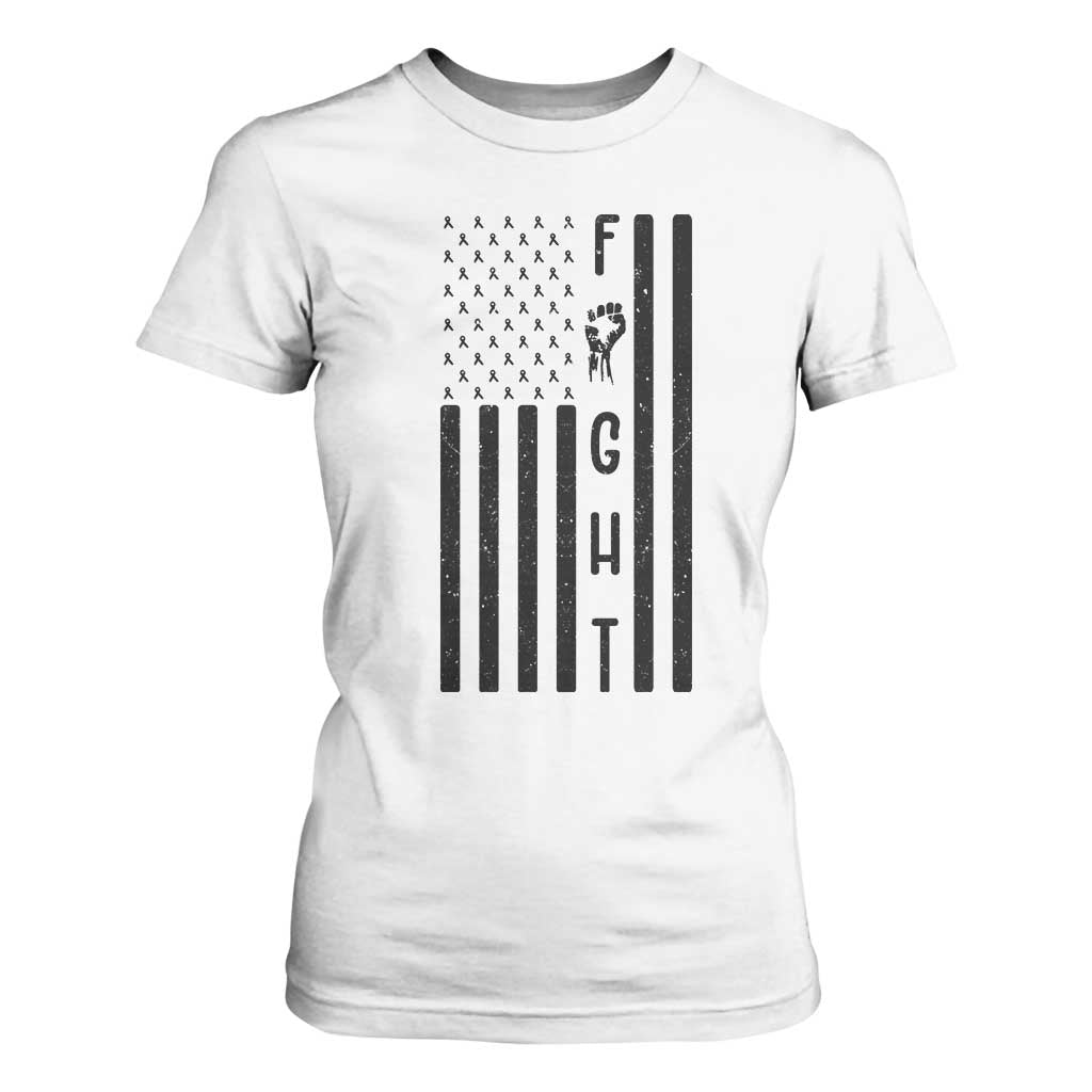 Fight Skin Cancer Melanoma Fighter USA Flag T Shirt For Women TS12 White Print Your Wear