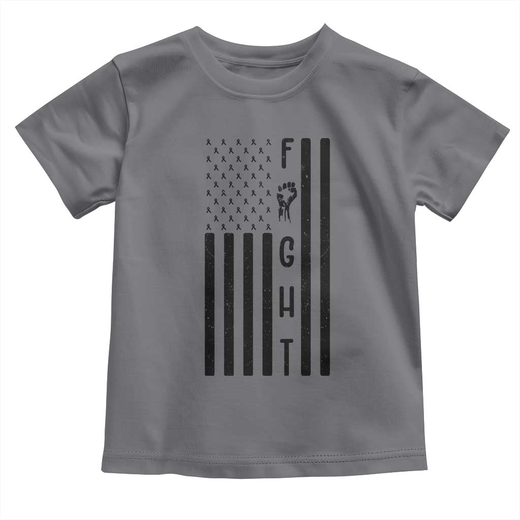 Fight Skin Cancer Melanoma Fighter USA Flag Toddler T Shirt TS12 Charcoal Print Your Wear