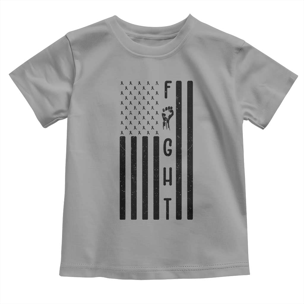 Fight Skin Cancer Melanoma Fighter USA Flag Toddler T Shirt TS12 Sport Gray Print Your Wear
