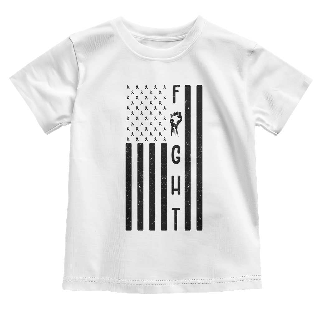 Fight Skin Cancer Melanoma Fighter USA Flag Toddler T Shirt TS12 White Print Your Wear
