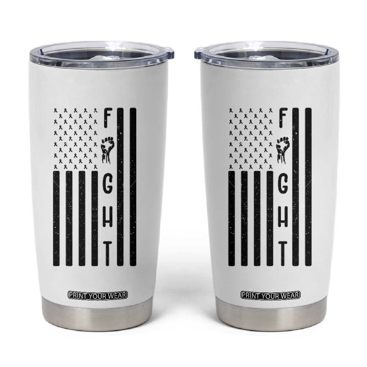 Fight Skin Cancer Melanoma Fighter USA Flag Tumbler Cup TS12 White Print Your Wear