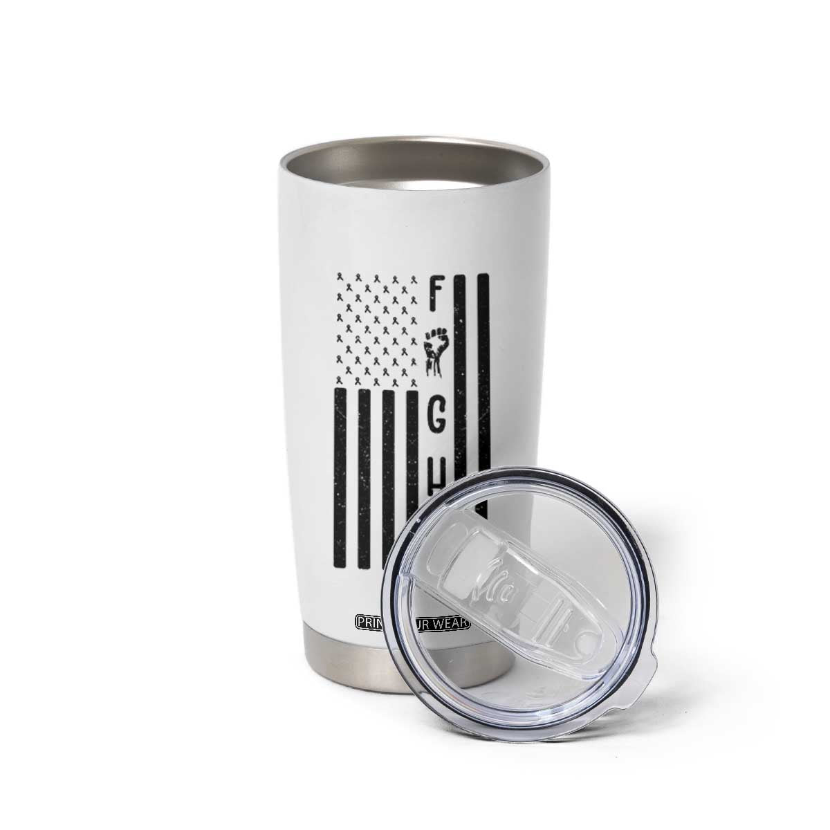 Fight Skin Cancer Melanoma Fighter USA Flag Tumbler Cup TS12 Print Your Wear