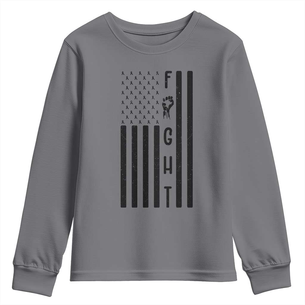 Fight Skin Cancer Melanoma Fighter USA Flag Youth Sweatshirt TS12 Charcoal Print Your Wear