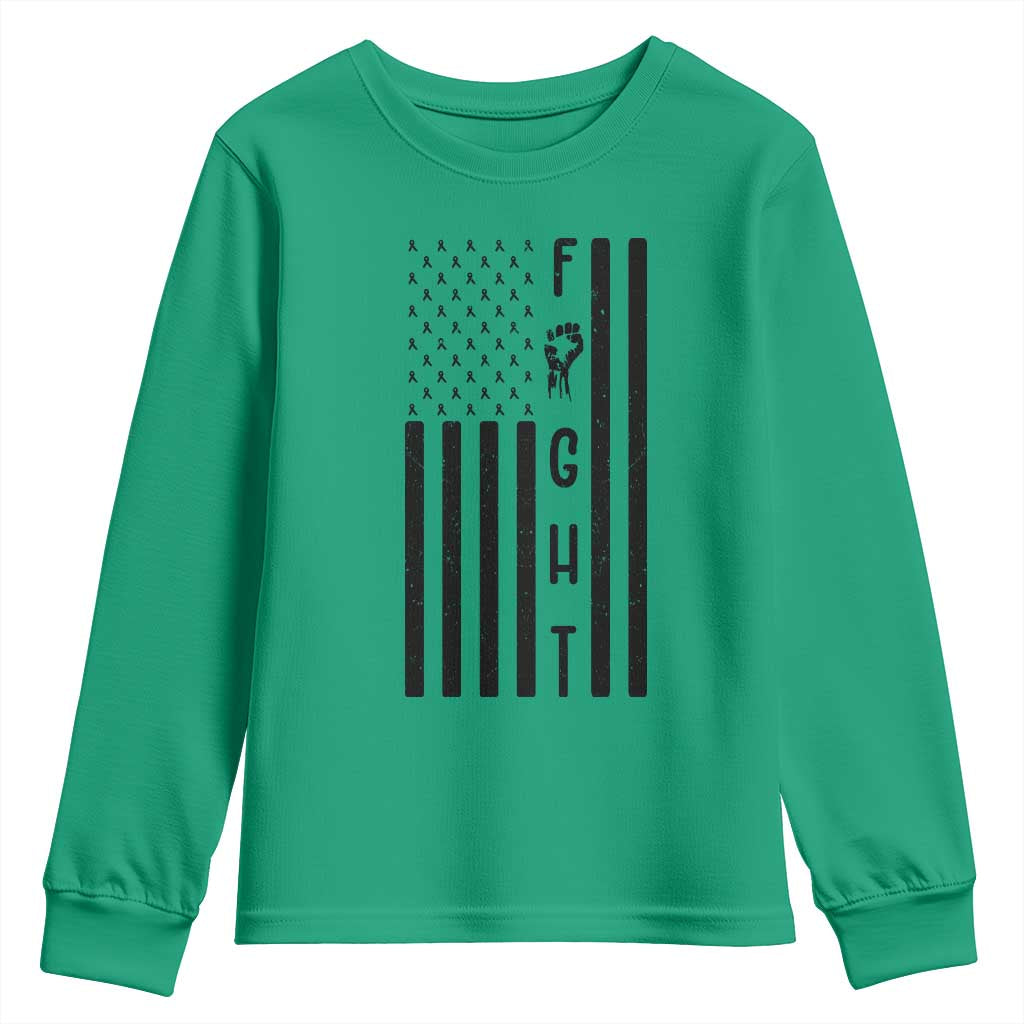 Fight Skin Cancer Melanoma Fighter USA Flag Youth Sweatshirt TS12 Irish Green Print Your Wear