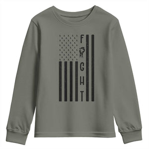Fight Skin Cancer Melanoma Fighter USA Flag Youth Sweatshirt TS12 Military Green Print Your Wear