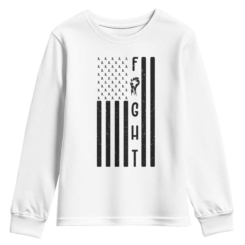 Fight Skin Cancer Melanoma Fighter USA Flag Youth Sweatshirt TS12 White Print Your Wear
