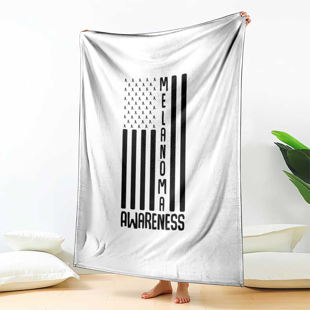 Melanoma Awareness USA Flag Throw Blanket Patriotic Cancer Warrior TS12 Print Your Wear