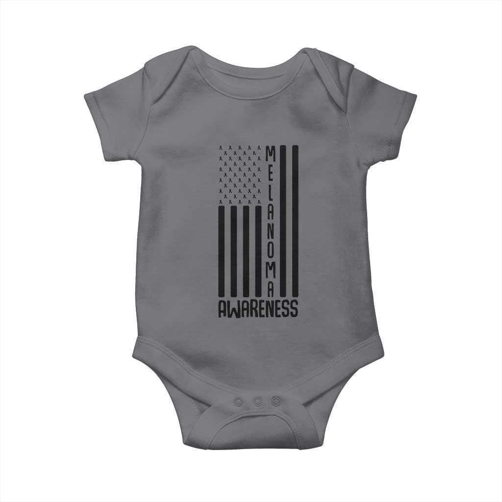 Melanoma Awareness USA Flag Baby Onesie Patriotic Cancer Warrior TS12 Charcoal Print Your Wear