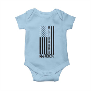 Melanoma Awareness USA Flag Baby Onesie Patriotic Cancer Warrior TS12 Light Blue Print Your Wear