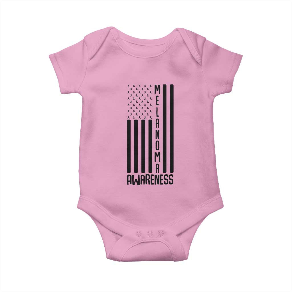 Melanoma Awareness USA Flag Baby Onesie Patriotic Cancer Warrior TS12 Light Pink Print Your Wear
