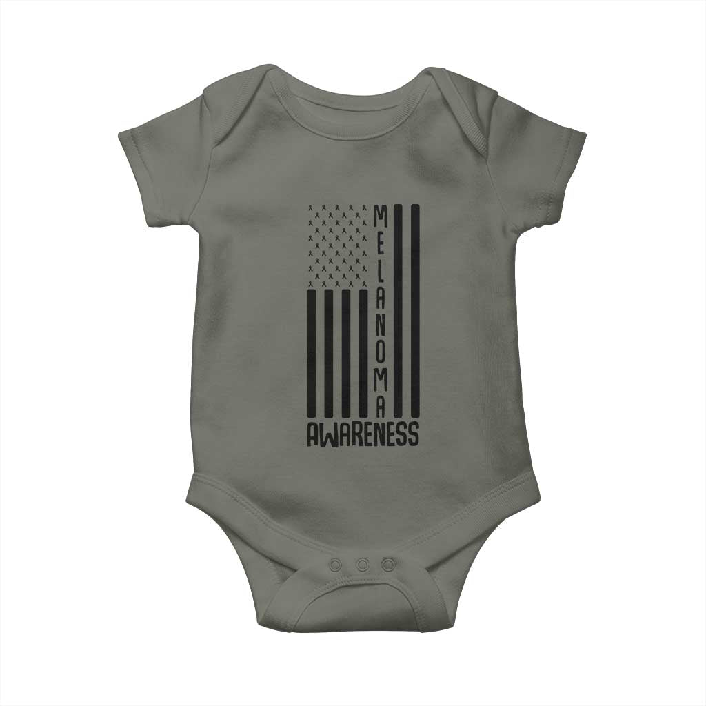 Melanoma Awareness USA Flag Baby Onesie Patriotic Cancer Warrior TS12 Military Green Print Your Wear