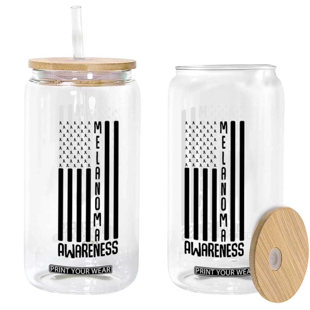 Melanoma Awareness USA Flag Glass Can Patriotic Cancer Warrior TS12 Print Your Wear