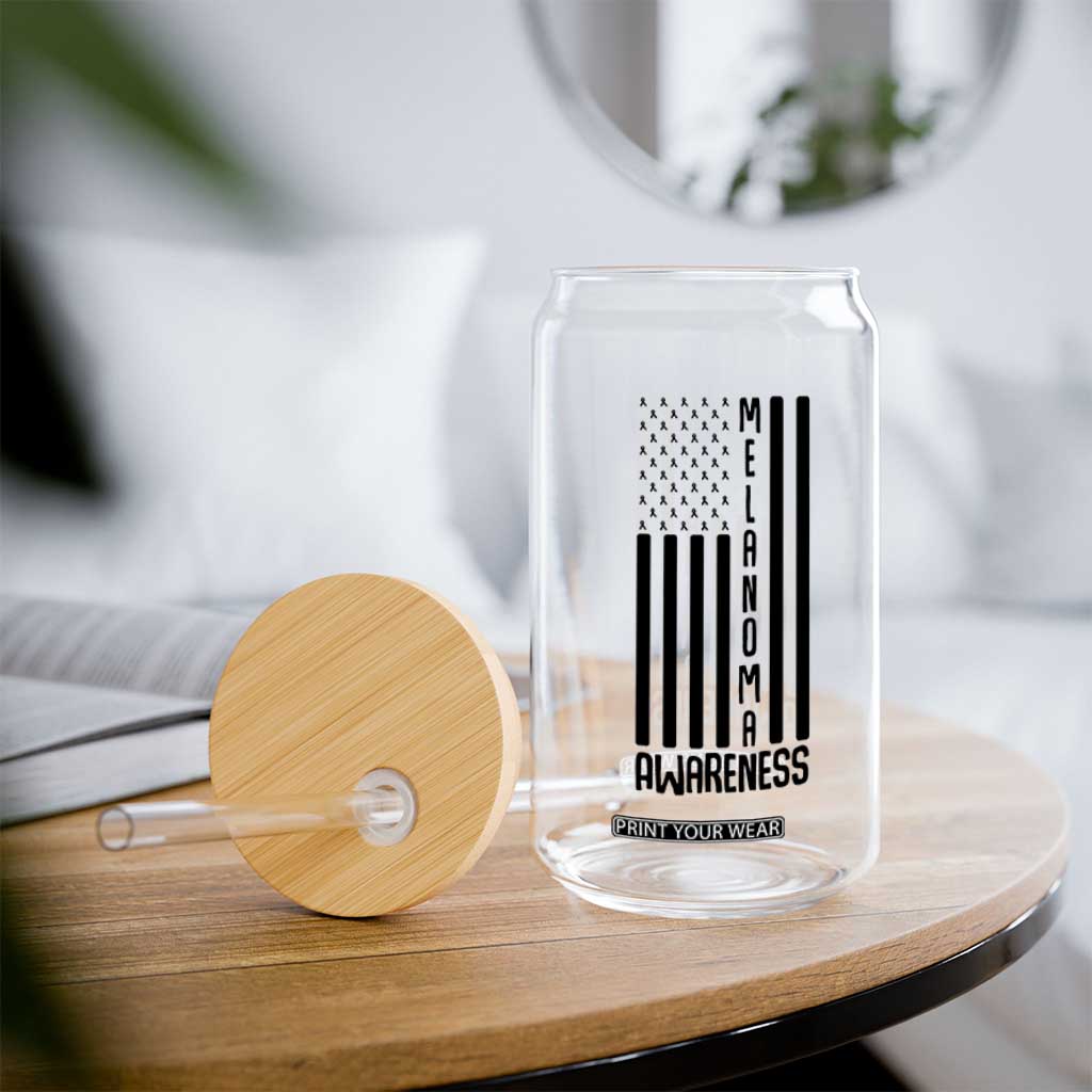 Melanoma Awareness USA Flag Glass Can Patriotic Cancer Warrior TS12 Print Your Wear