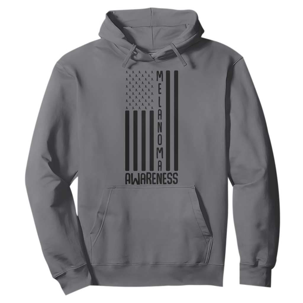 Melanoma Awareness USA Flag Hoodie Patriotic Cancer Warrior TS12 Charcoal Print Your Wear